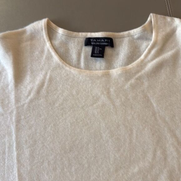 Tahari NWT 2 Ply Cashmere Sweater in Off White. Size XL. - Picture 3 of 8